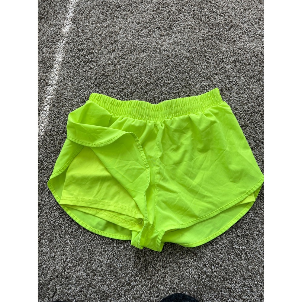 Neon Yellow Shein Running Shorts‎ Athletic Gym Workout Activewear Sportswear - Picture 2 of 5